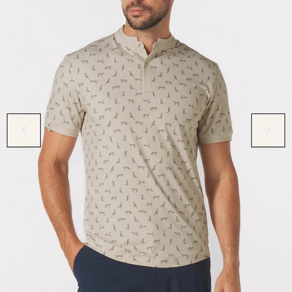 Mantra Mens Catalyst Polo Namibia Collection Cheetah XL Golf Athletic Stretch